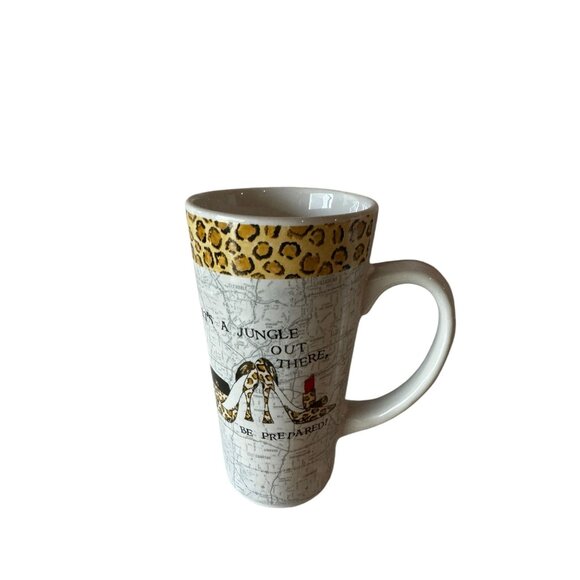 Ceramic Jungle-Themed Mug With Leopard Print & Map Design - Picture 6 of 13